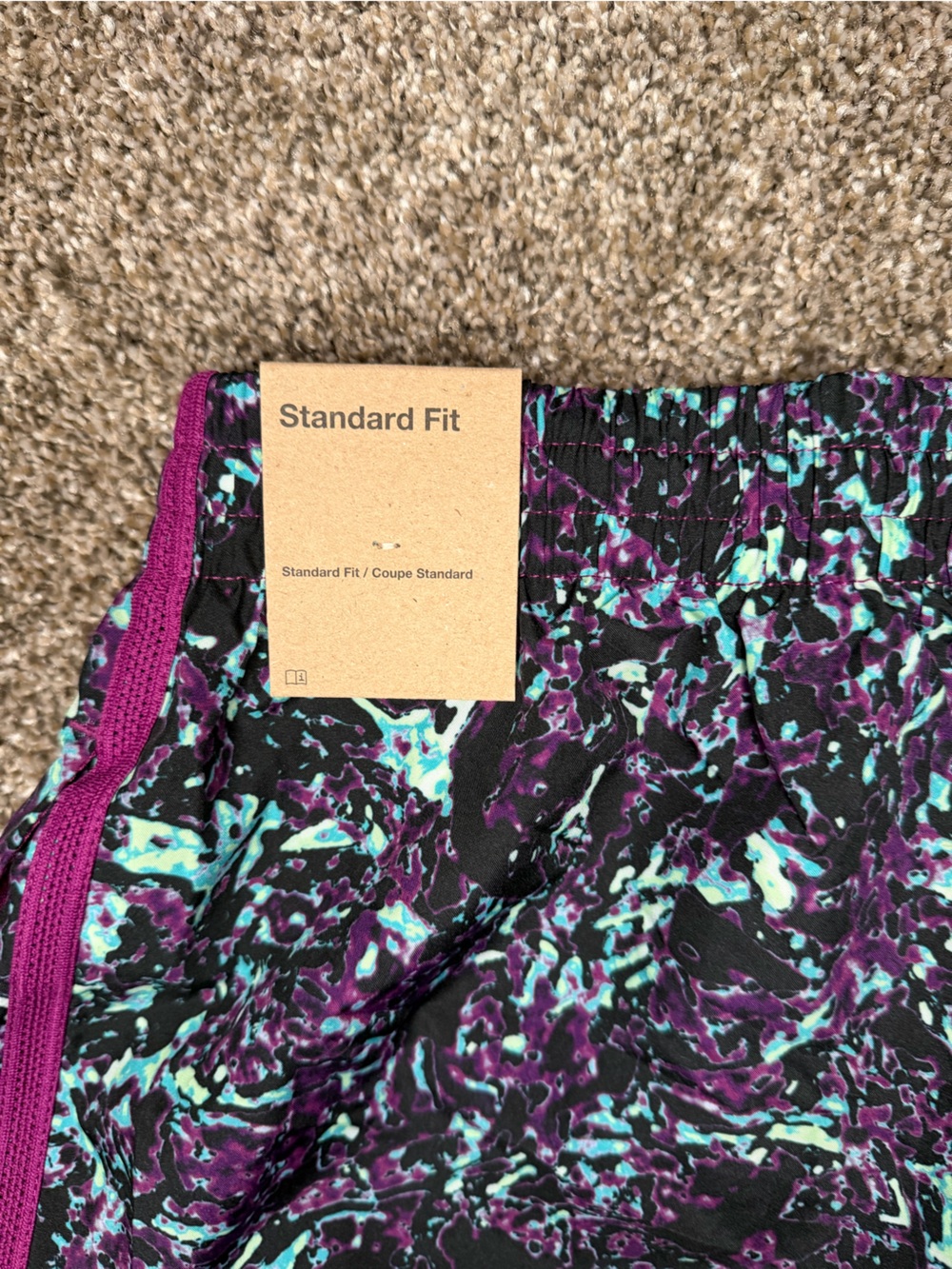 Nike Black Athletic Shorts with Purple and Teal Abstract Print - Picture 5 of 6